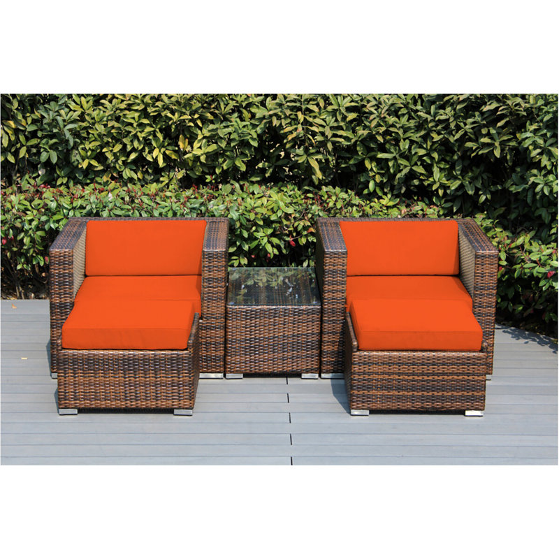 Billyjo Wicker 2 - Person Seating Group with Cushions - No Assembly, Canvas Tuscan Sunbrella® Canvas, Mixed Brown