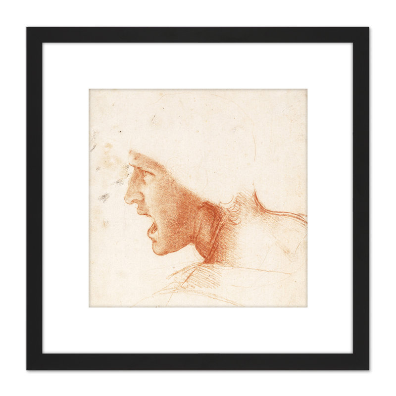 Study Warriors Head Battle Anghiari Sketch by Leonardo Da Vinci - 1 Piece Single Picture Frame Painting