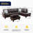 3-Piece Faux Leather Sectional Sofa-1459273677