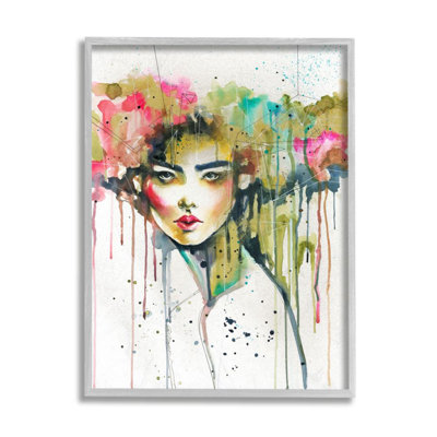 " Colorful Female Fashion Portrait Watercolor Crown " by Elisaveta Stoilova