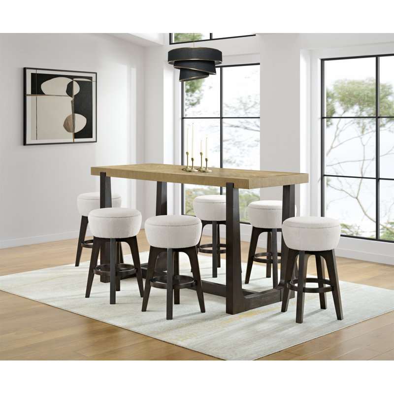 Bar Table Set With Stools, 7 Pieces: Table, 6 Chairs