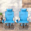 Chaise de plage de camping pour l'extérieur avec siège surélevé, structure en aluminium bleu, tissu en polyester 600D, dossier réglable à 5 positions