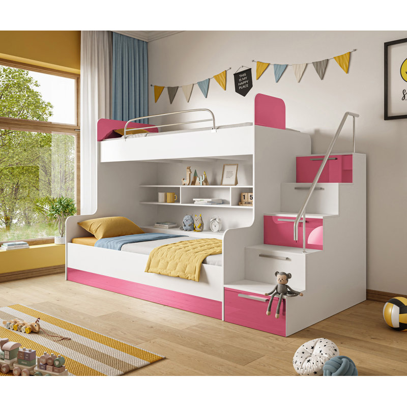 Frausto Platform Bunk Bed, Pink