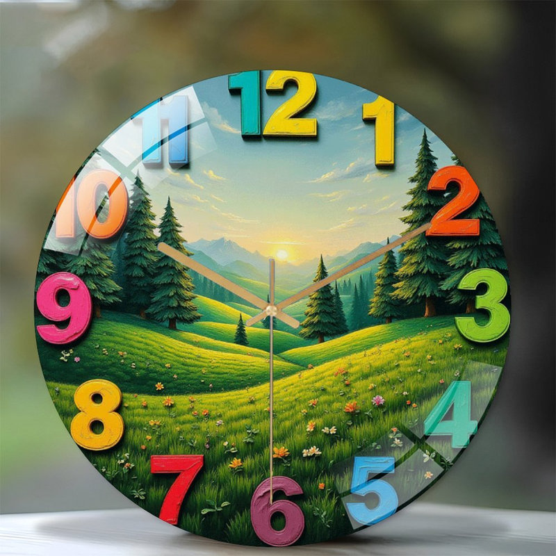 Grande horloge murale colorée pour décoration intérieure - Horloge murale moderne en verre 12 po