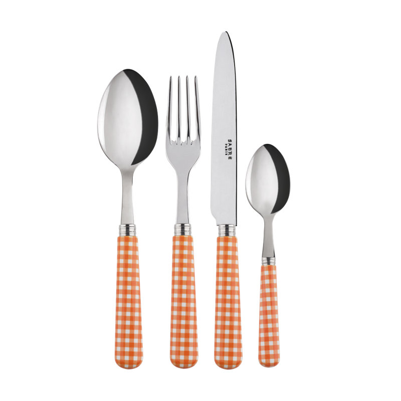 Sabre Paris - 24 Pieces Cutlery Set Gingham, Orange