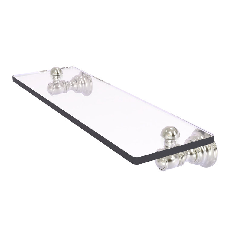 Freyja Glass Accent Shelf with Towel Bar, Satin Nickel, 2.4" H x 16" W x 5.54" D