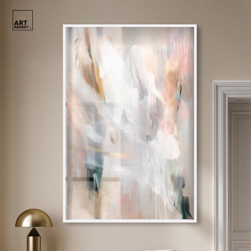 Décoration murale moderne Drifting Colors I Shadowbox Print par Art Remedy, H 55 po x l 37 po, Blanc