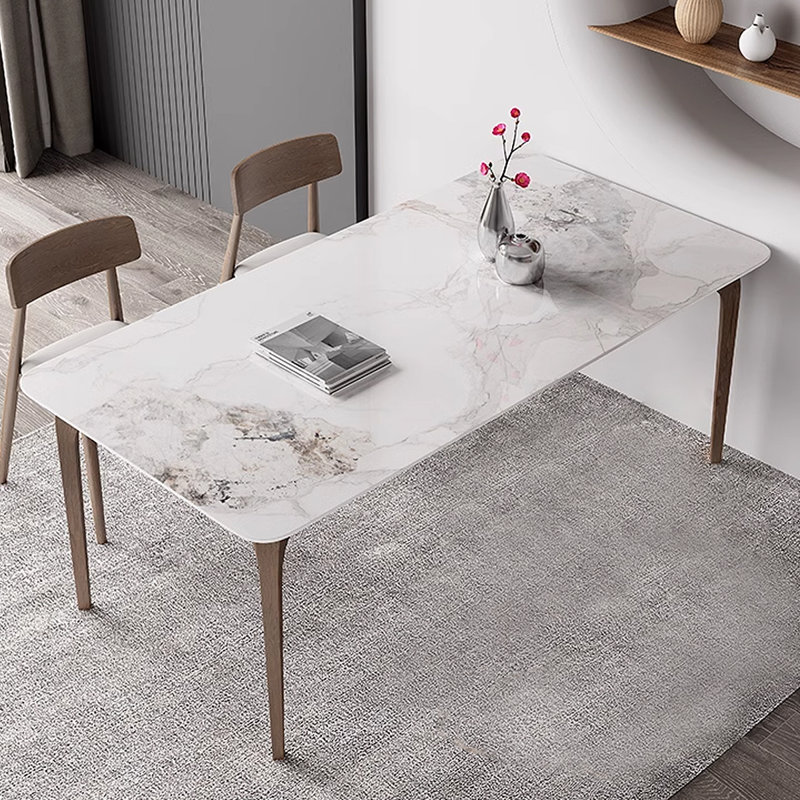 Endrew Rectangular rock slab simple modern dining table, 29.53"H x 59.06"L x 31.5"W