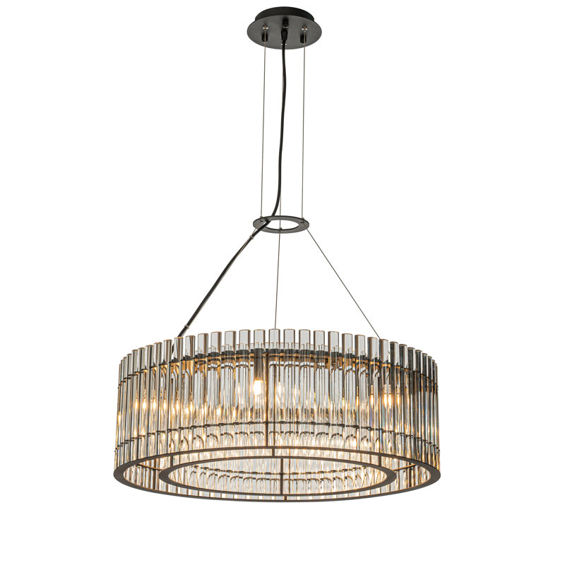 Sephra 6-Light Modern Black Chandelier with Glass Accents for Dining Room