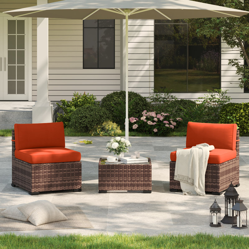 2-Person Outdoor Seating Group With Cushions, Orange