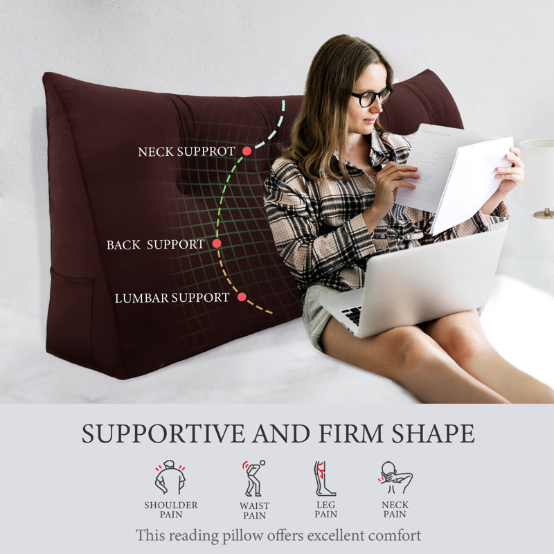 Wedge Reading Pillow, 50cm H x 80cm W, Coco