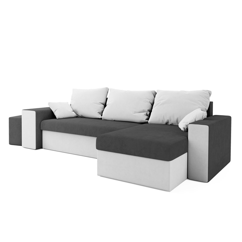 Stavrica 3 Seater Corner Sofa , Right -sided, White/Gray - Rainbow27/Rainbow31