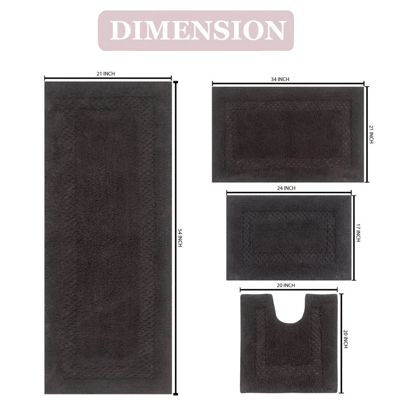 Antich Classy Absorbent Cotton Soft 4 Piece Bath Set, Gray