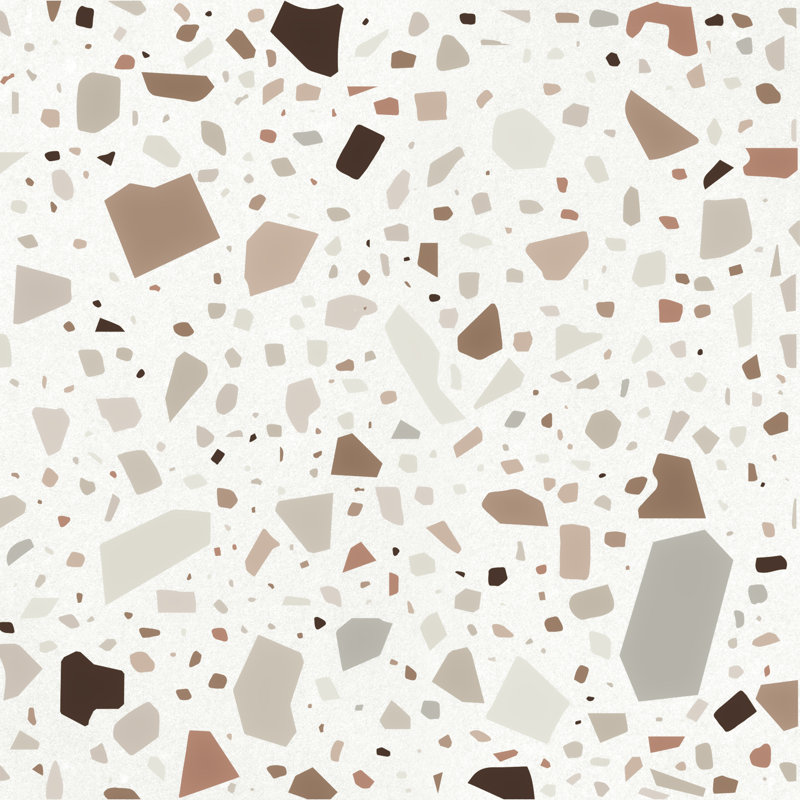 Confetti 8" x 8" Italian Terrazzo Porcelain Tile, White/Orange/Cotto