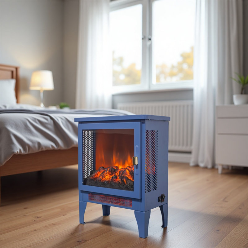 Remote-controlled Freestanding Electric Fireplace With 3d Flame Effect