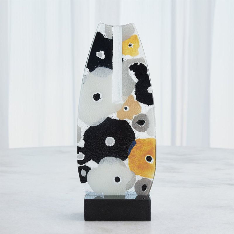 Fused Floral Flat Vase-Neutral