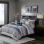 Ensemble d'édredon 7 pièces jacquard bleu marine-117539260