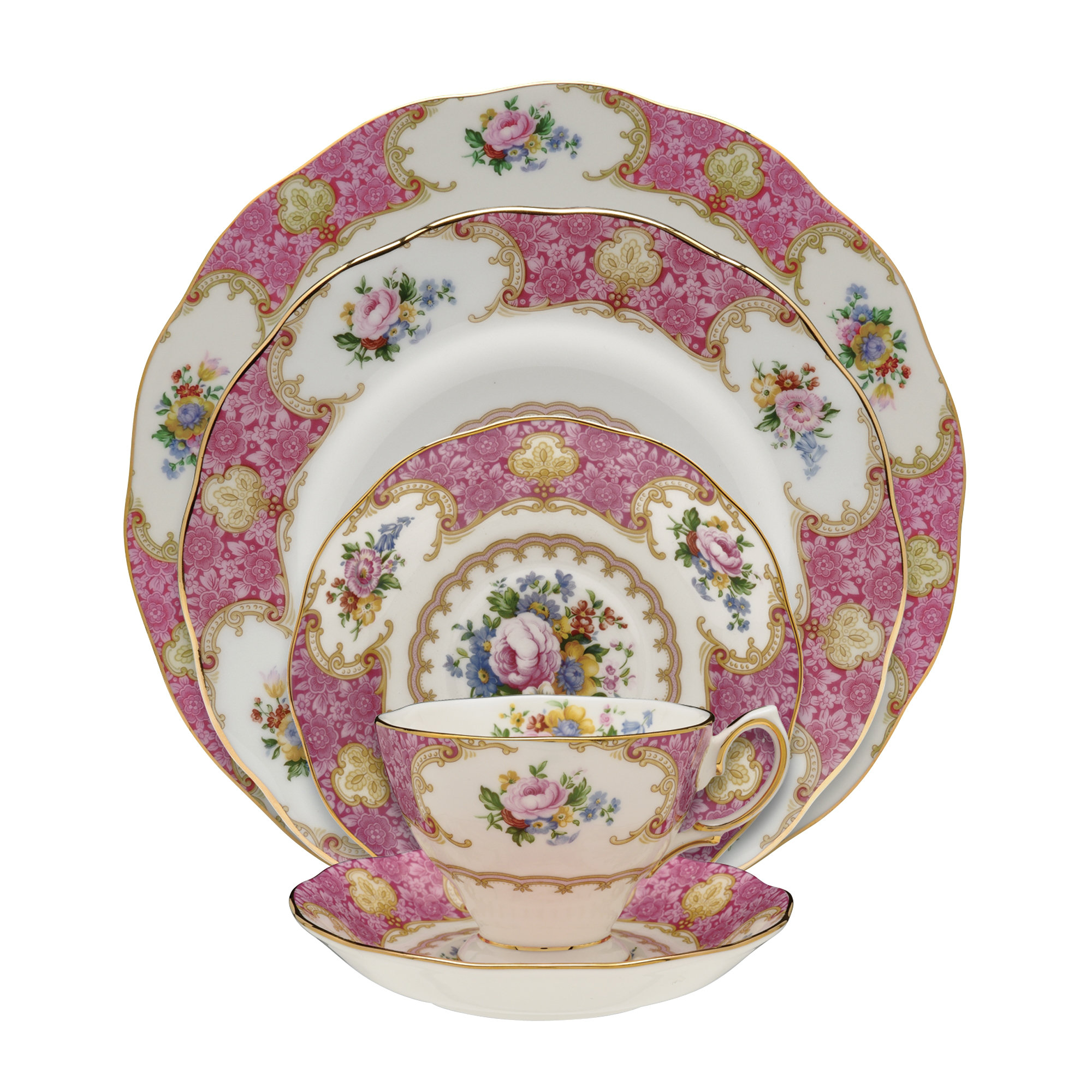 Royal Albert Lady Carlyle Bone China 5 Piece Place Setting, Service for