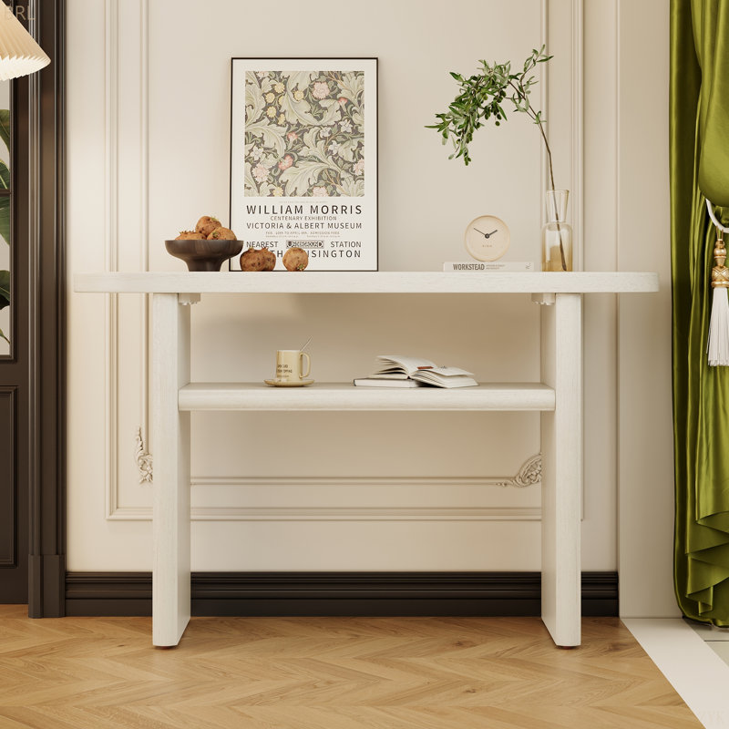 Console en bois 48,7 "avec tablette, Gris délavé