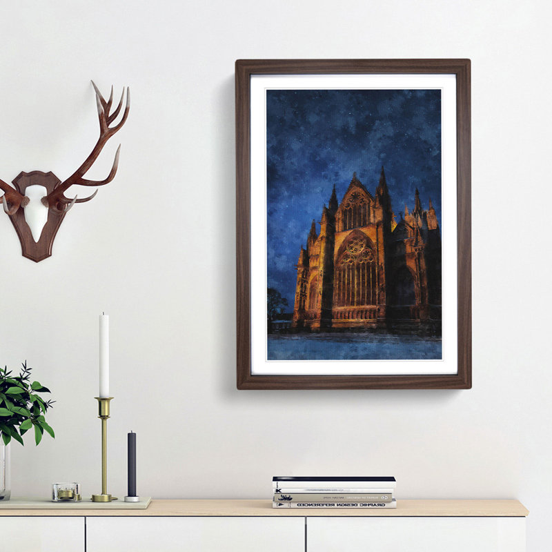 Lincoln Cathedral in England - Framed Print, 33cm H x 24cm W x 2cm D, Walnut Framed