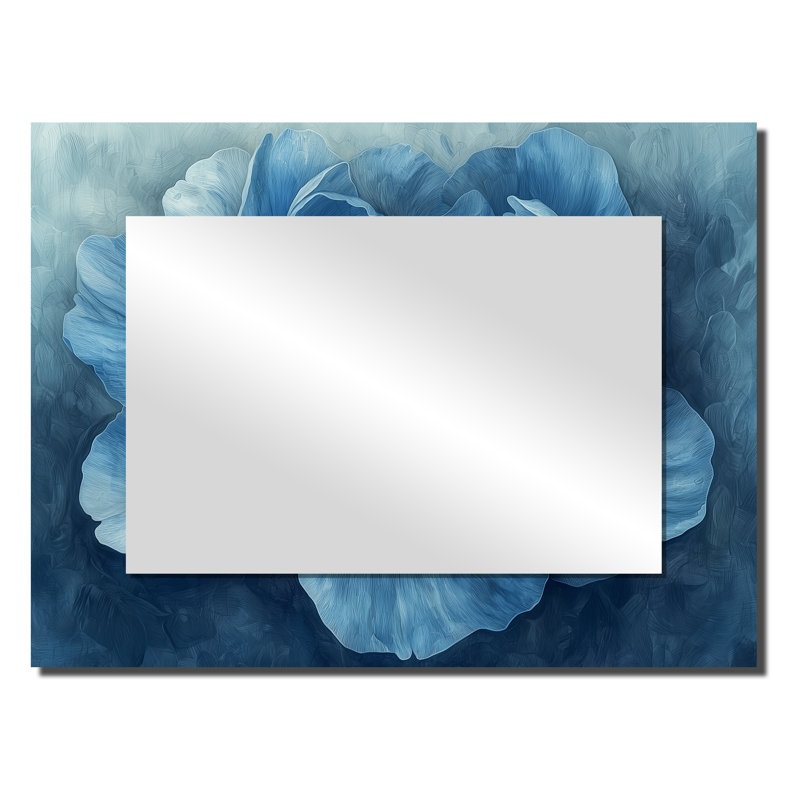 Blue Velvet Layers Of Peonies I - Floral Mirror Wall Art - Printed On Metal, 24" x 32"