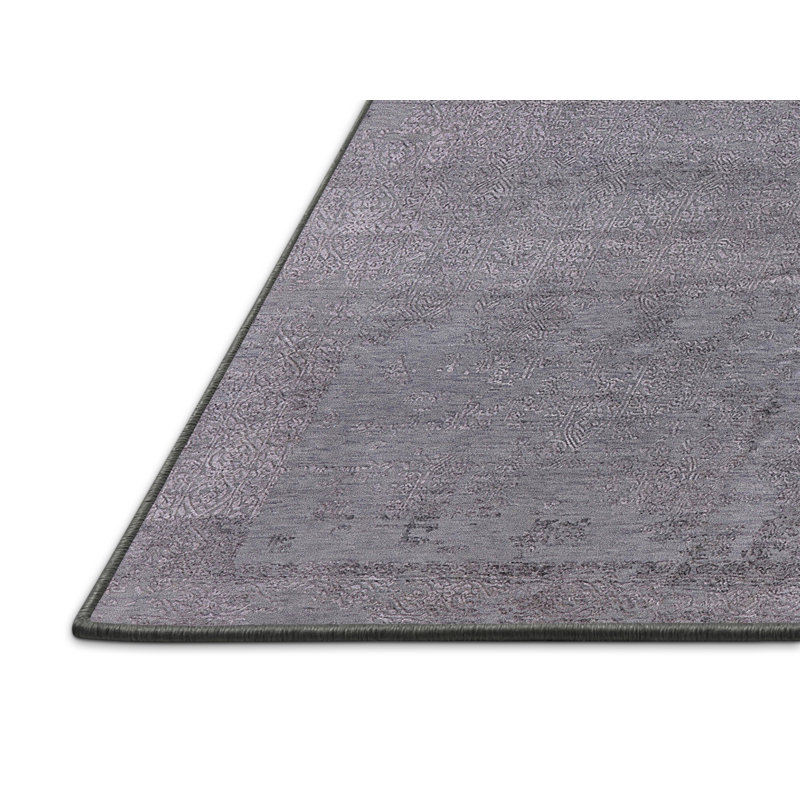 Tapis gris à motif abstrait Bouse, Rectangle 5 pi x 7 pi