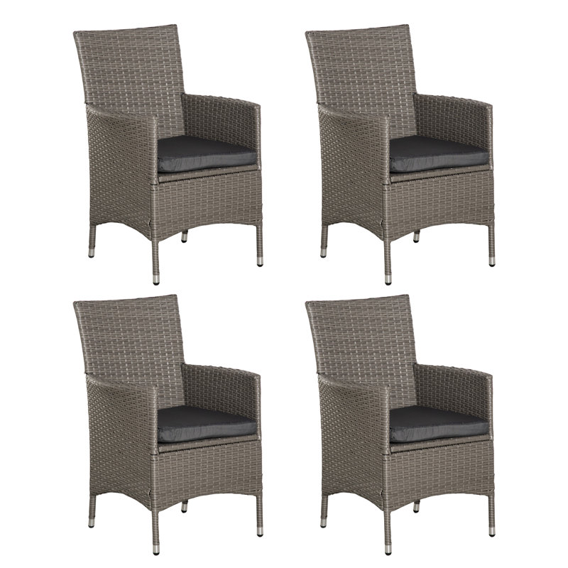 Gamino Patio Dining Side Chair with Cushion, Grey