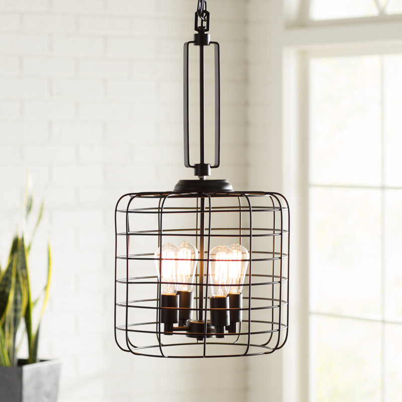 Luminaire suspendu cylindrique à 4 lumières