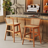 Rattan Counter Stool With Solid Wood Frame