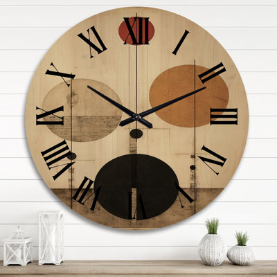 Horloge murale en bois surdimensionnée rétro avec art abstrait