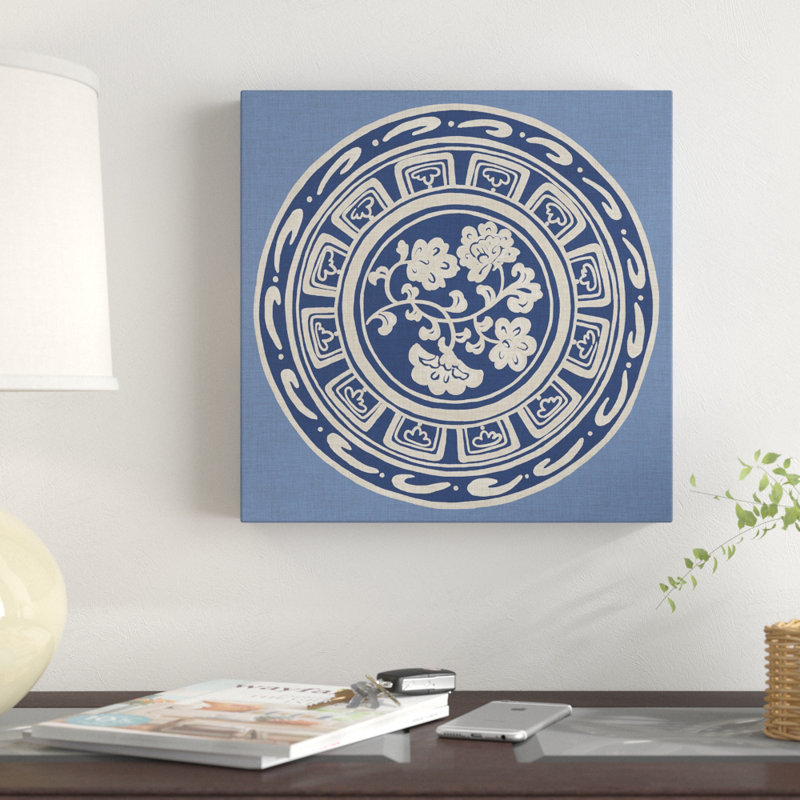 « indigo faïence iii », reproduction d’impression sur toile tendue, H 24 po x l 24 po x P 2 po