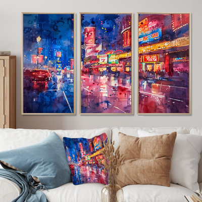 «Pink Blue Neon Nights Casinos III» - 3 pièces