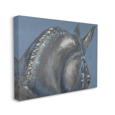 Portrait de crinière de cheval, détail de cheveux gris-bleu par Dina D'Argo - Peinture