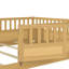 Structure de lit double en pin français avec barrière haute sécurité, porte et lattes de soutien, 79,81 po x 57,73 po x 21,84 po