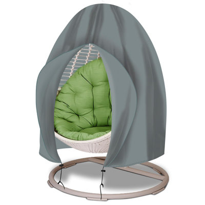 Heavy Duty All Weather Egg Chair Slipcover 75×45 Inch Windproof Anti-UV Outdoor Hanging Swing Chair Cover Black for Patio Winter Snow Rain, Grey