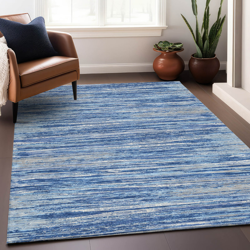 Premium Machine Washable Prisco Blue Rug, Rectangle 3' x 5'