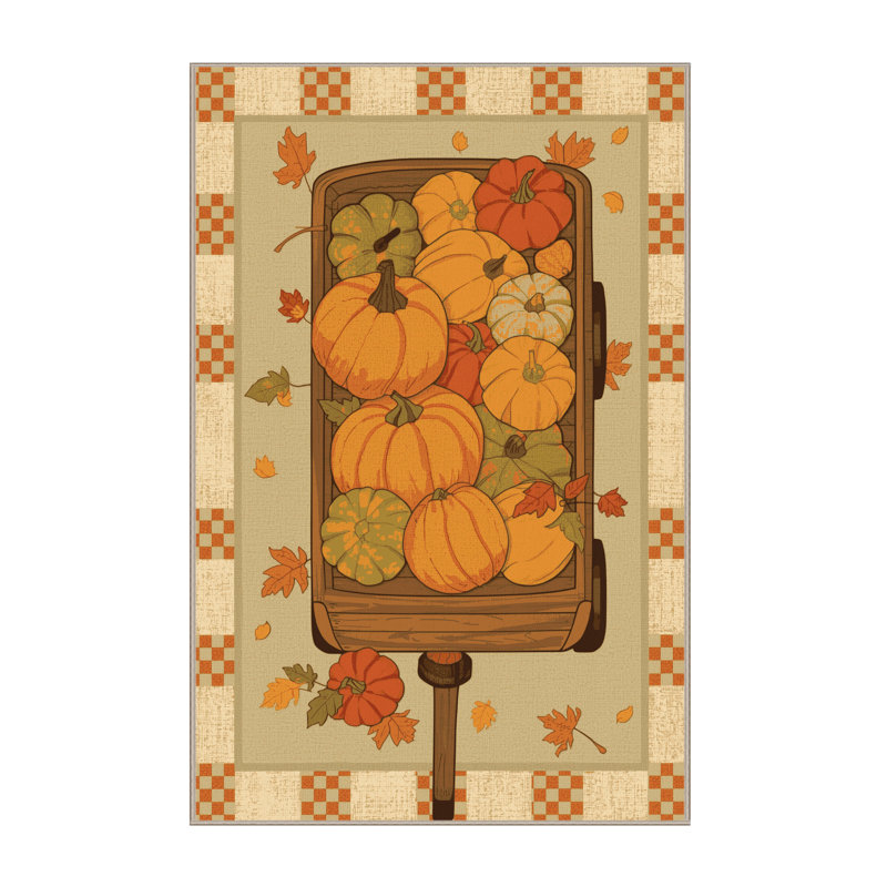 Soft Plush Fellman Thanksgiving Modern & Contemporary Abstract Area Rug in Beige – Beige Binding, 6x9