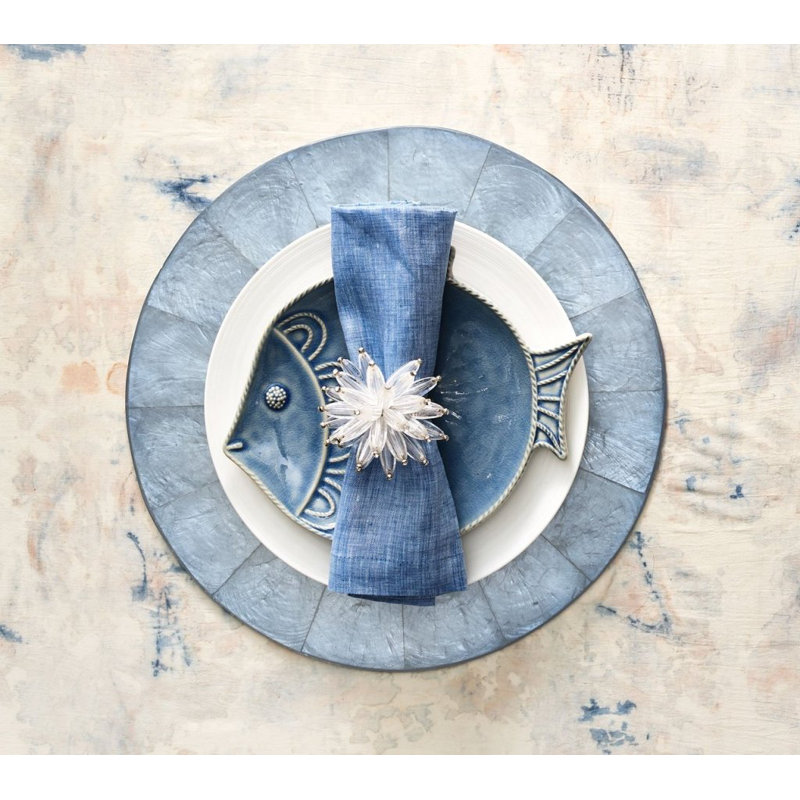 Round Capiz Placemat, Periwinkle