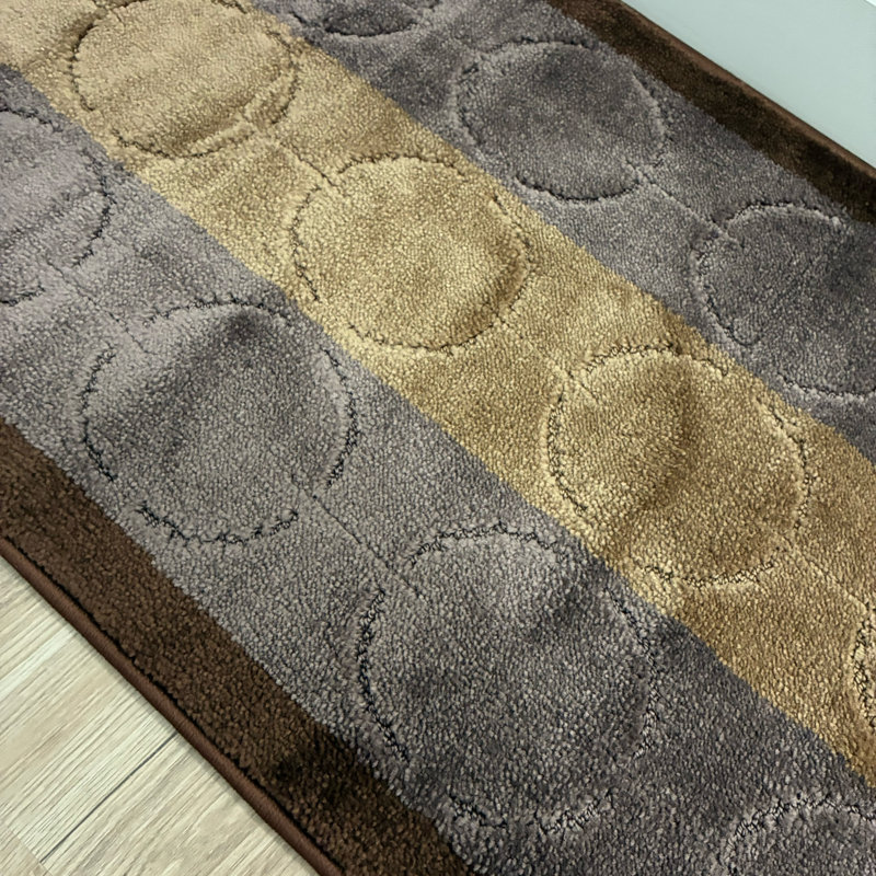 Custom Size Slip Resistant Geometric Beige Soft Pile Runner Rug by Feet, Runner 2'2" x 18'