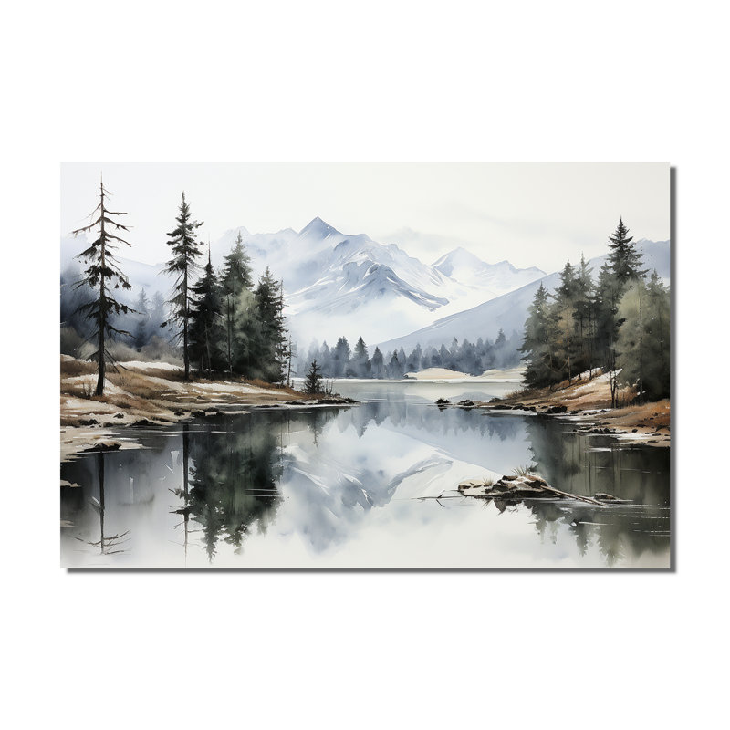 «Green Blue Minimalisme Forest Silent Reflection», impressions sur toile