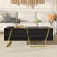 Table basse rectangulaire moderne ultrabrillante pour le salon avec rangement et base dorée (table incluse seulement)