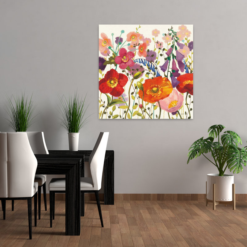 Couleur Printemps Iii, art floral contemporain blanc, H 36 po x l 36 po