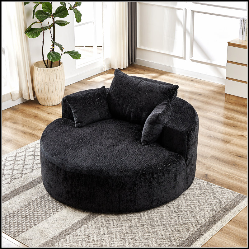 Canapé-lit simple en éponge de 55 po en chenille de 55 po, aucun assemblage requis, fauteuil-lit moderne moelleux pour le salon, la chambre à coucher et le salon