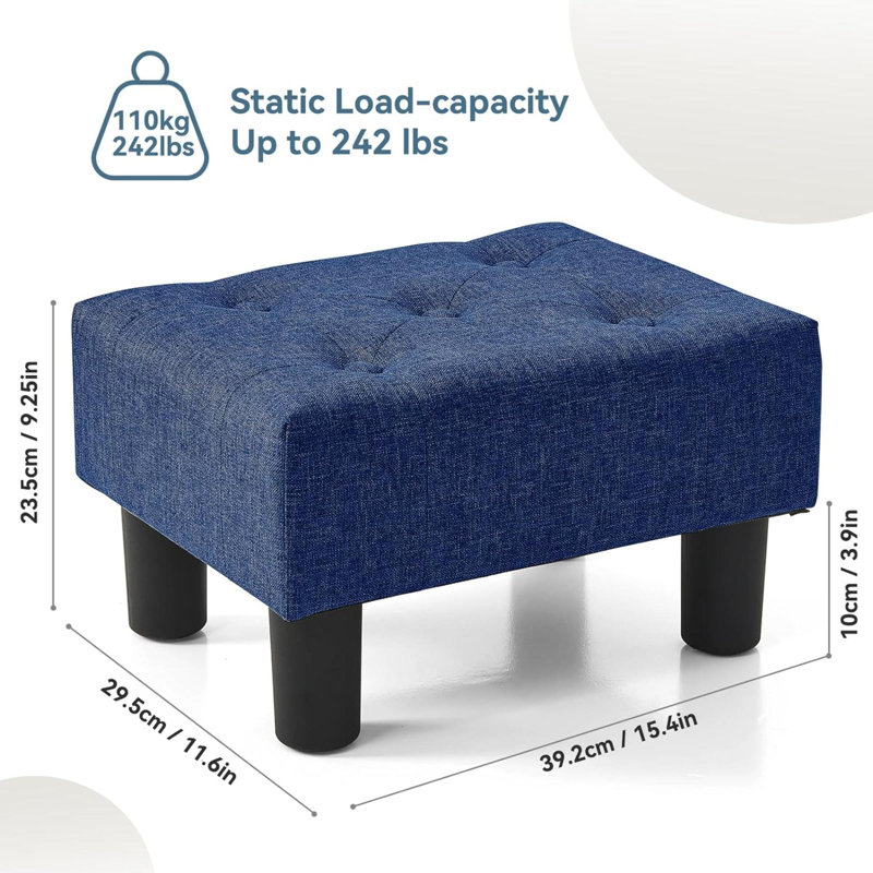 Etherson Solid Wood Accent Stool, Blue