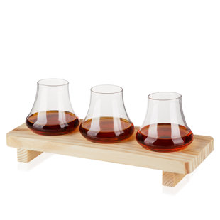 D'eco Wine Tasting Flight Sampler Set - Four 6 oz Decanter Glasses with  Wood Paddle and Chalkboard - Great Holiday Gift