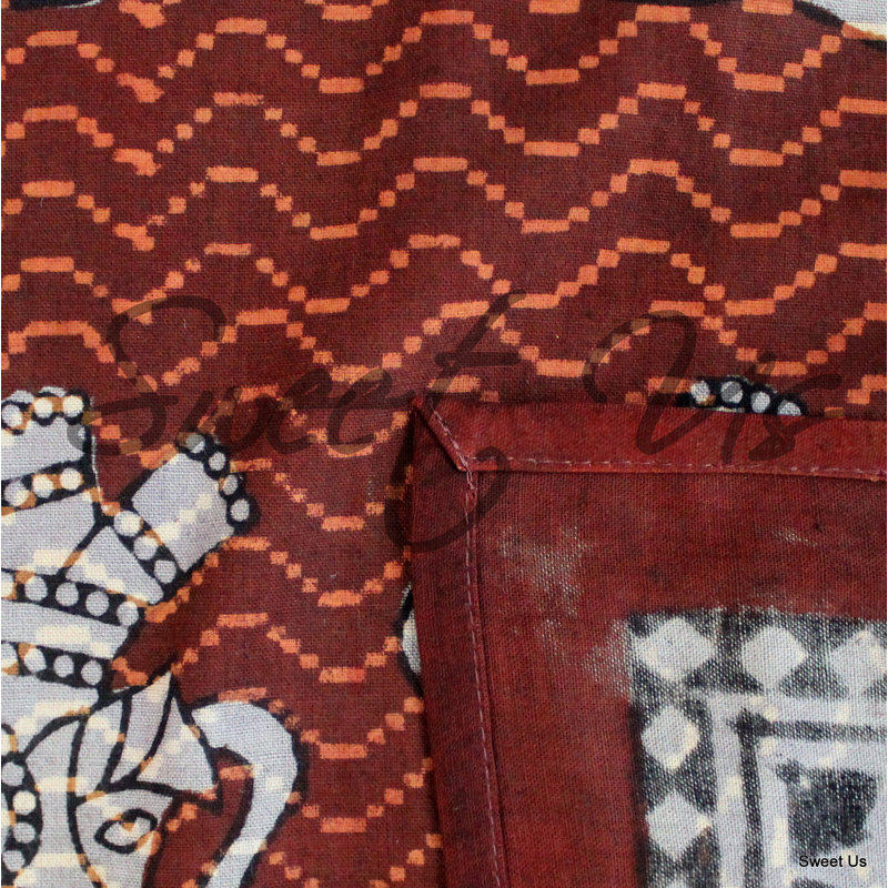Tapisserie en coton à imprimé batik éléphant, H 104 po x l 104 po