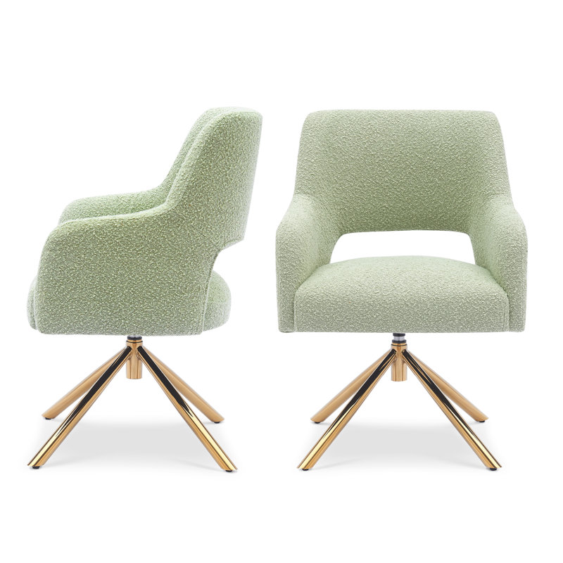 Upholstered Swivel Armchair, Green Polyester Blend