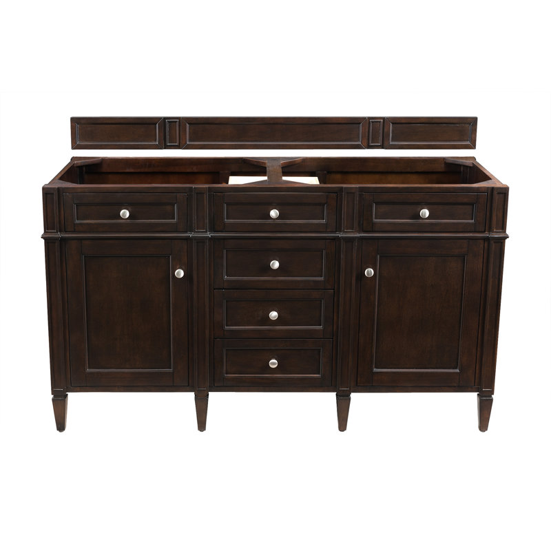 Brittany 60'' W Double Vanity, Burnished Mahogany, Charcoal Soapstone, 8" Widespread