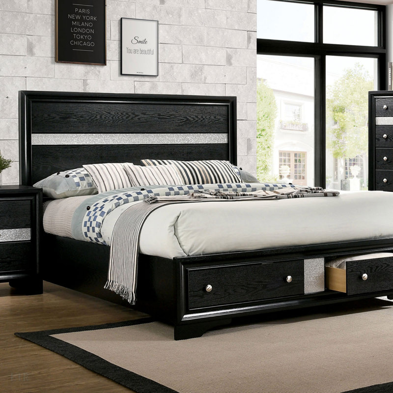 1pc lit grand contemporain noir 1pc