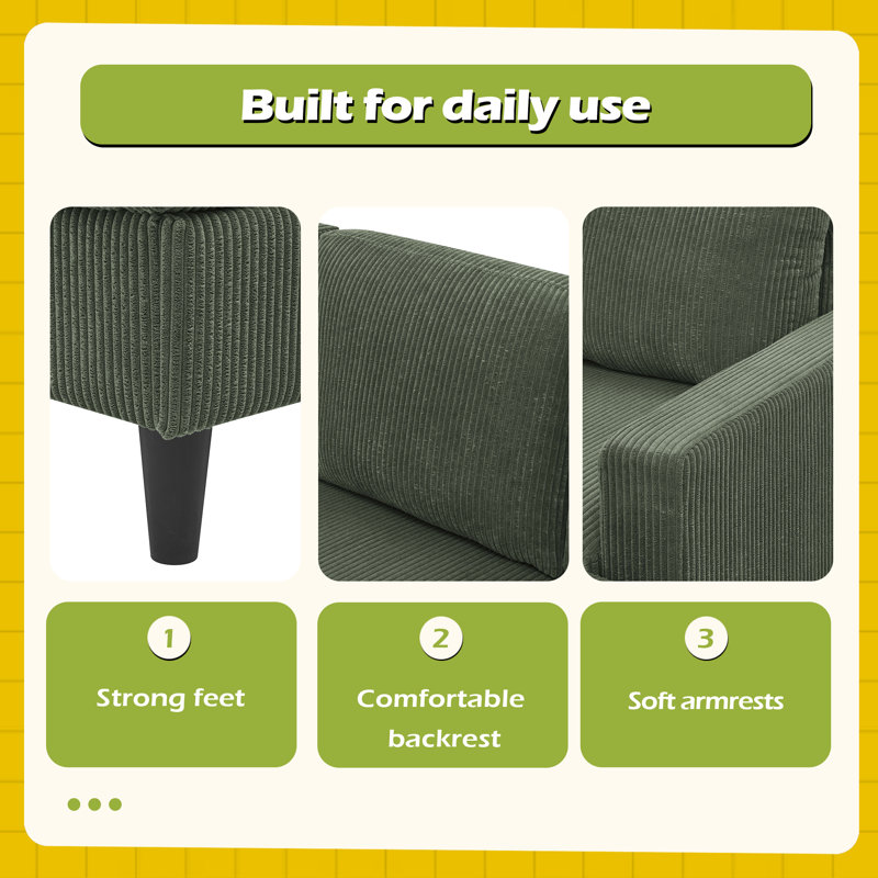 Canapé modulaire rembourré avec 2 repose-pieds, Vert foncé